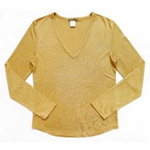 NWOT J.CREW Gold Metallic Shimmer V-Neck Top/Shirt
